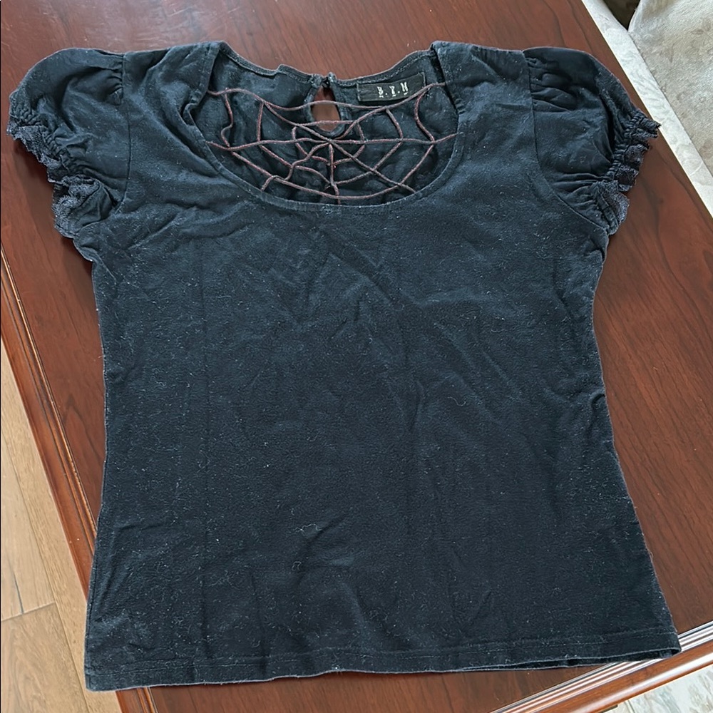Puff Sleeve Cut Out T-Shirt